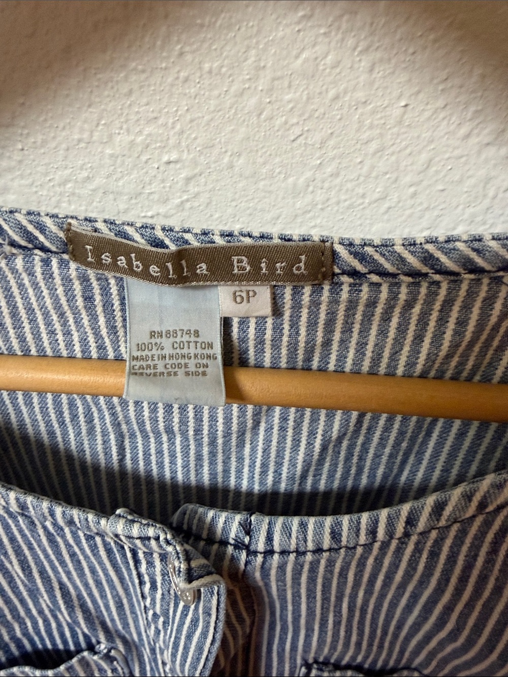 Isabella Bird Blue and White Striped Button-Down cotton dress women’s size 6p - Picture 2 of 3